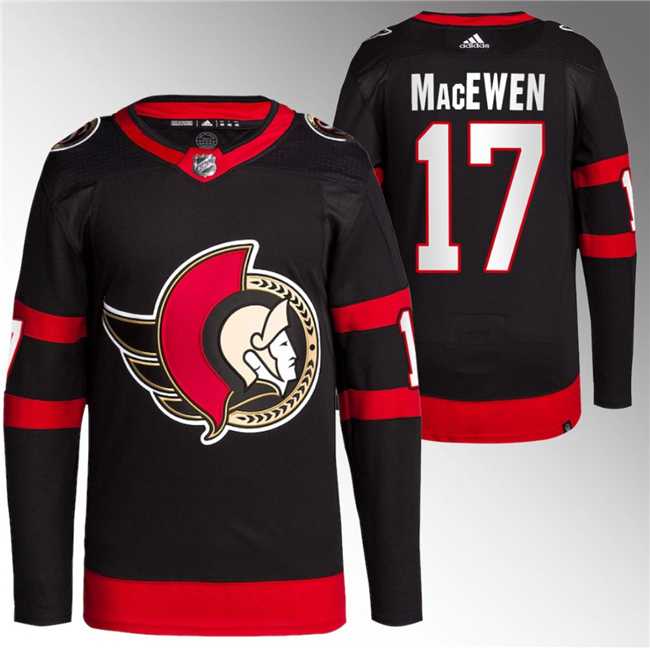 Mens Ottawa Senators #17 Zack MacEwen Black Premier Breakaway Stitched Jersey->ottawa senators->NHL Jersey